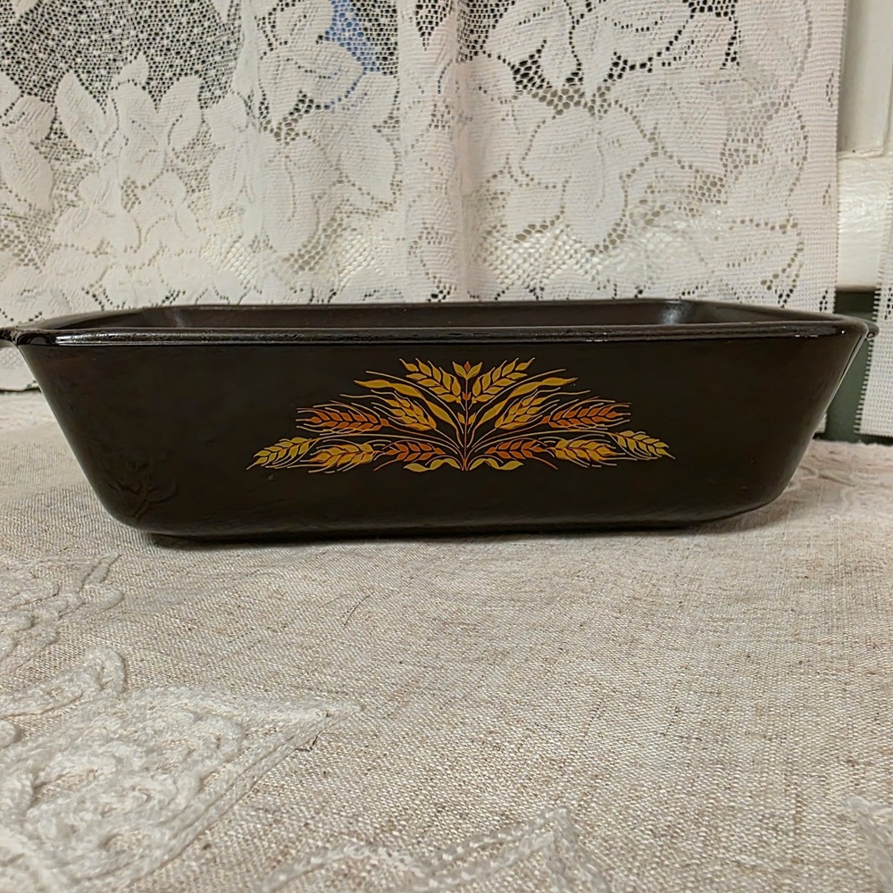 Brown Glass Loaf Pan Anchor Hocking Fire King Amber Wheat 9x5 Ovenware USA